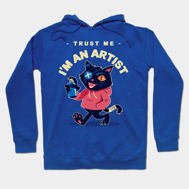 Funny Cat Painter - Trust Me I'm An Artist Hoodie by Etopix